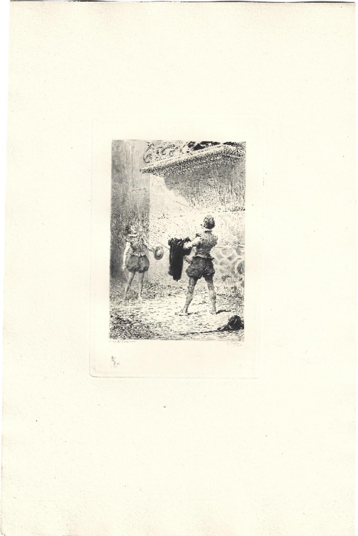 Les Chevailer Espagnols - Original Etching by Émile Boilvin - 1882 - Print by Emile Boilvin