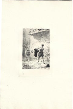 Les Chevailer Espagnols - Original Etching by Émile Boilvin - 1882