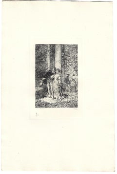L'Audacieux et la Timide - Eau-forte originale de mile Boilvin - 1882