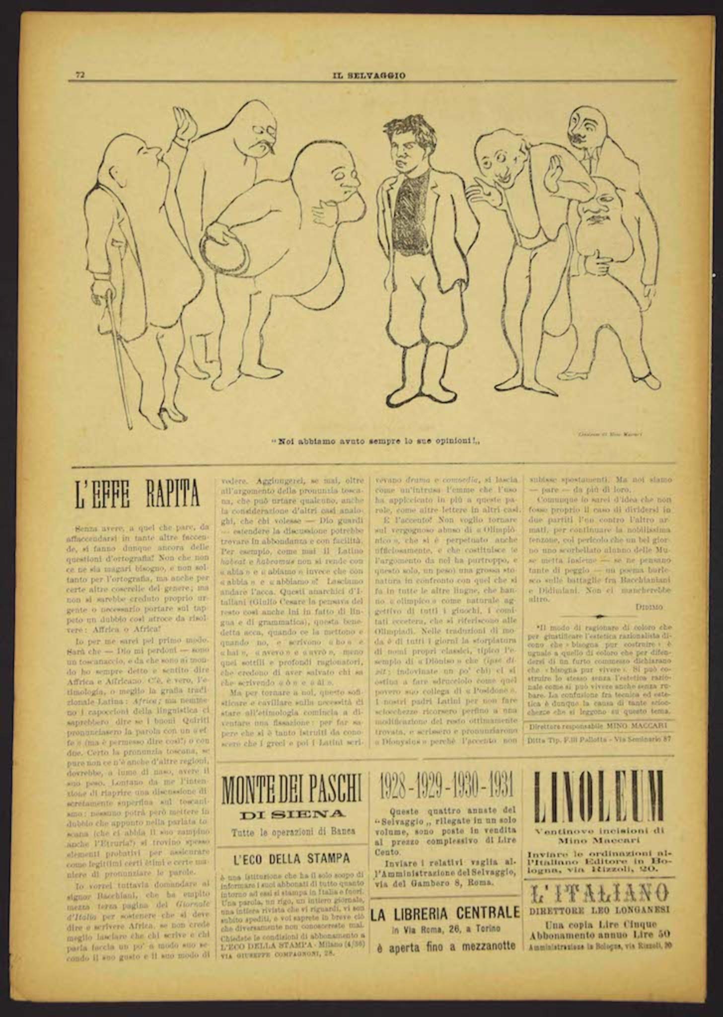 Il Selvaggio n°9 de Mino Maccari - 1933 en vente 1