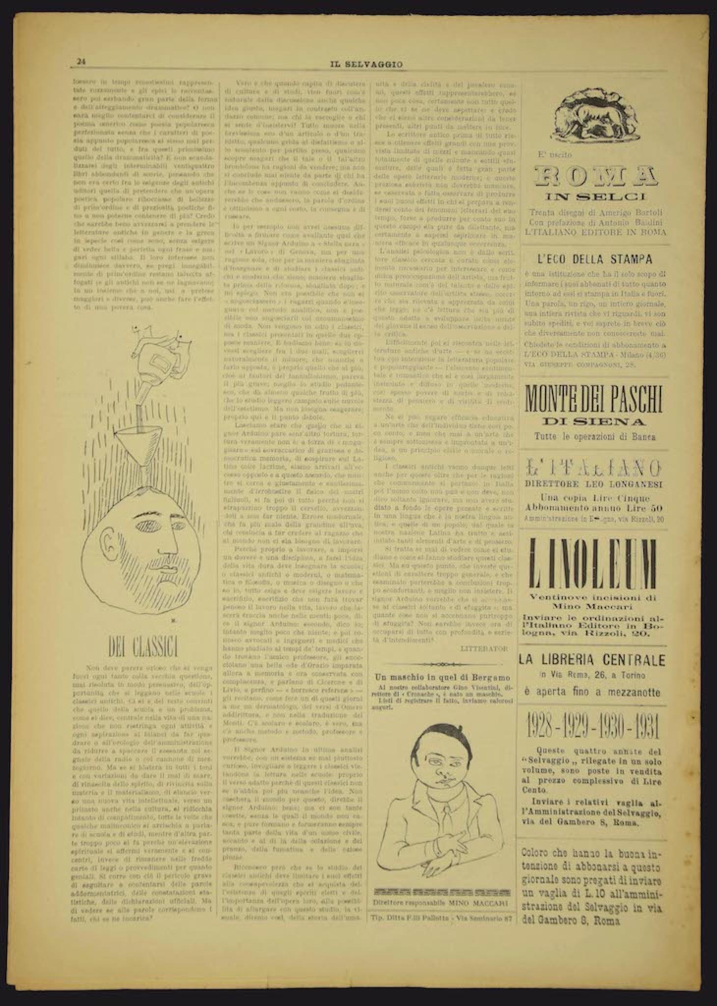 Il Selvaggio n° 3/4 de Mino Maccari - 1931 en vente 1