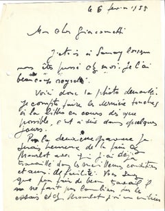 Vintage L'Oeuvre Gravée -Correspondance by Édouard Pignon to Nesto Jacometti- 1955