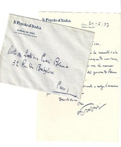 Autographie-Brief, signiert von Pirazzoli an die Gräfin A.L. Becci-Blunt - 1937