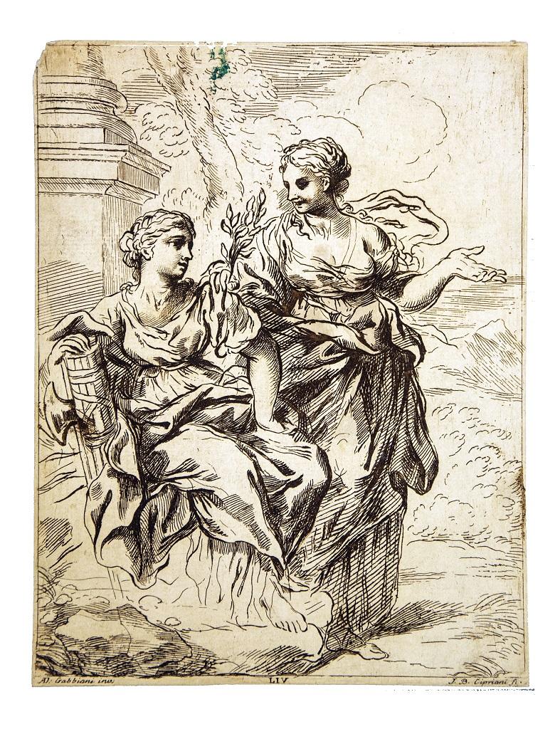 Domenico Gabbiani (attr.) Figurative Print - Woman Figures - Etching by Anton Domenico Gabbiani - 1782