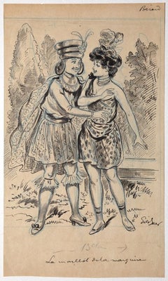 Original Stift und Pastellstift von Maillot de la Marquise - 1930er Jahre