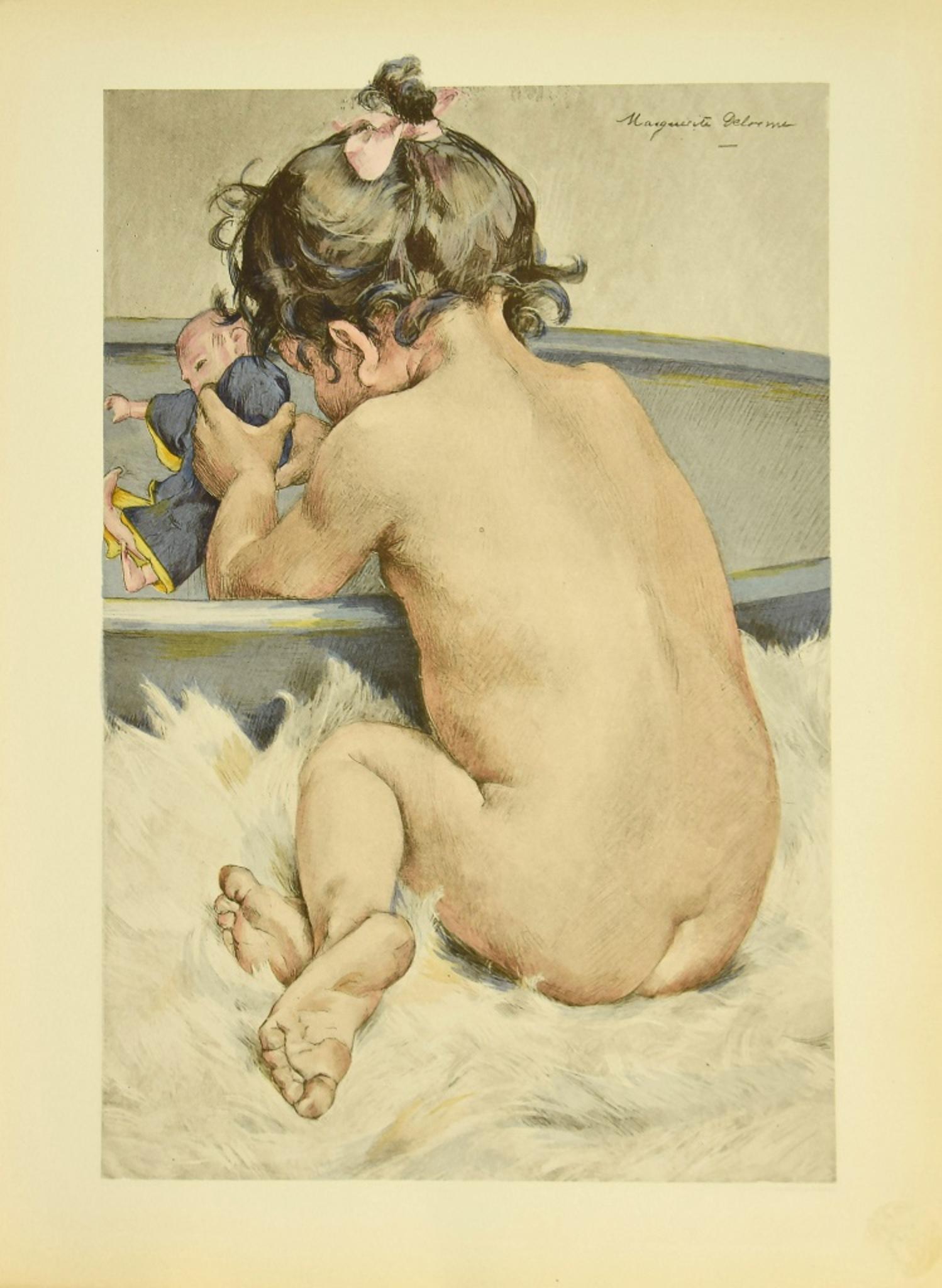 Marguerite Delorme Figurative Print - La Poupée - Original Lithograph by M. Delorme - 1899