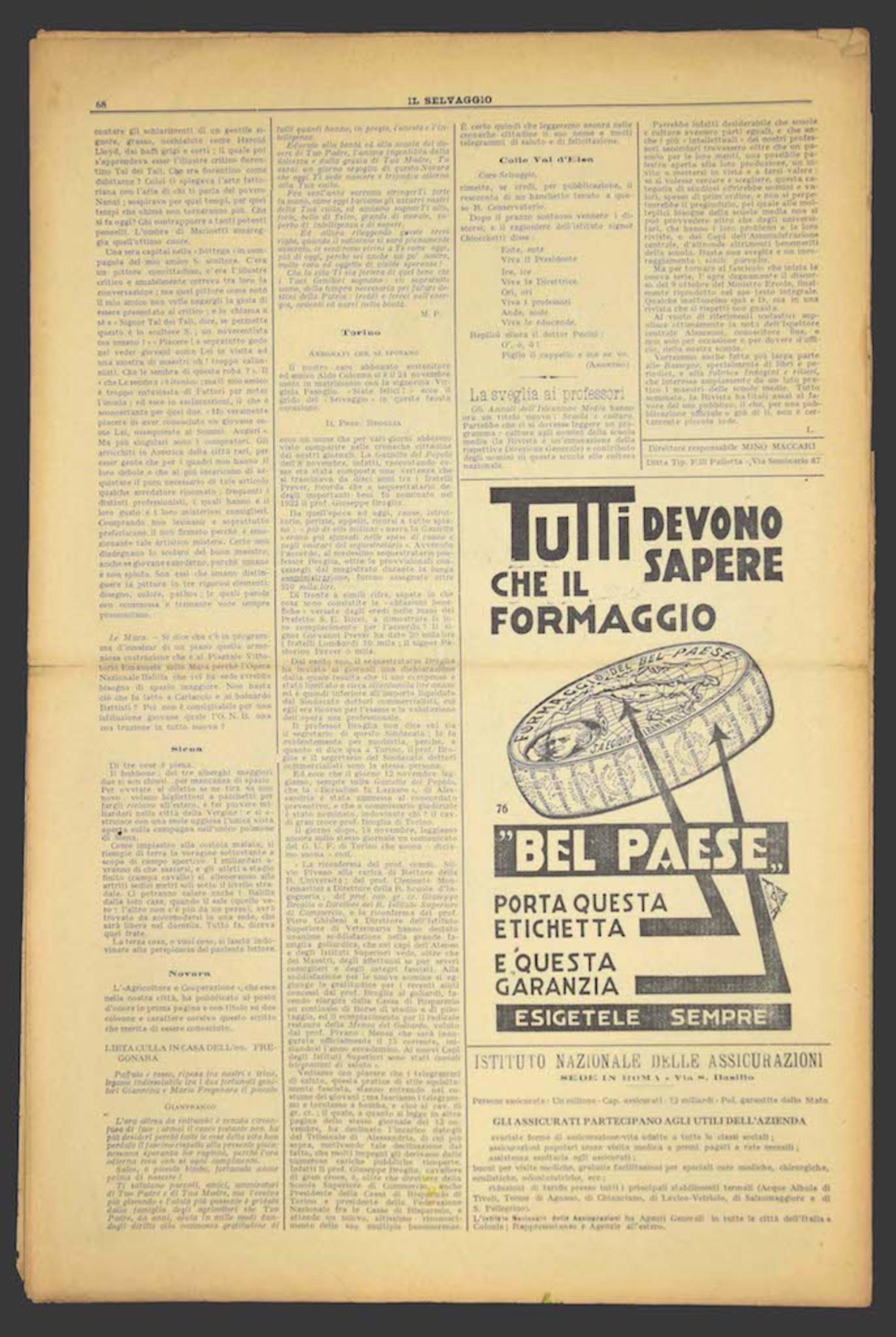 Il Selvaggio n° 10 de Mino Maccari - 1932 en vente 1