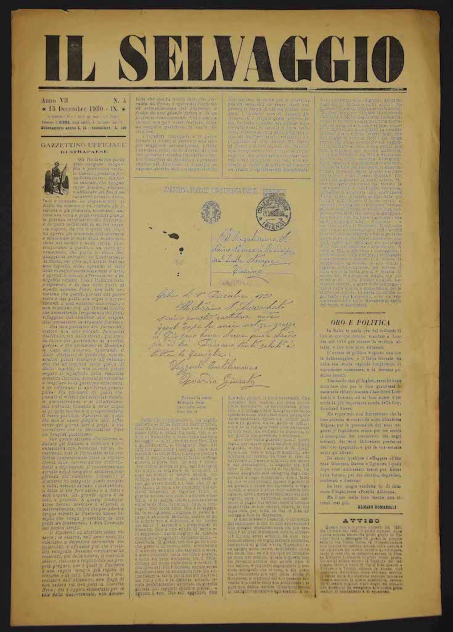Il Selvaggio n°4 de Mino Maccari - 1930 en vente 1