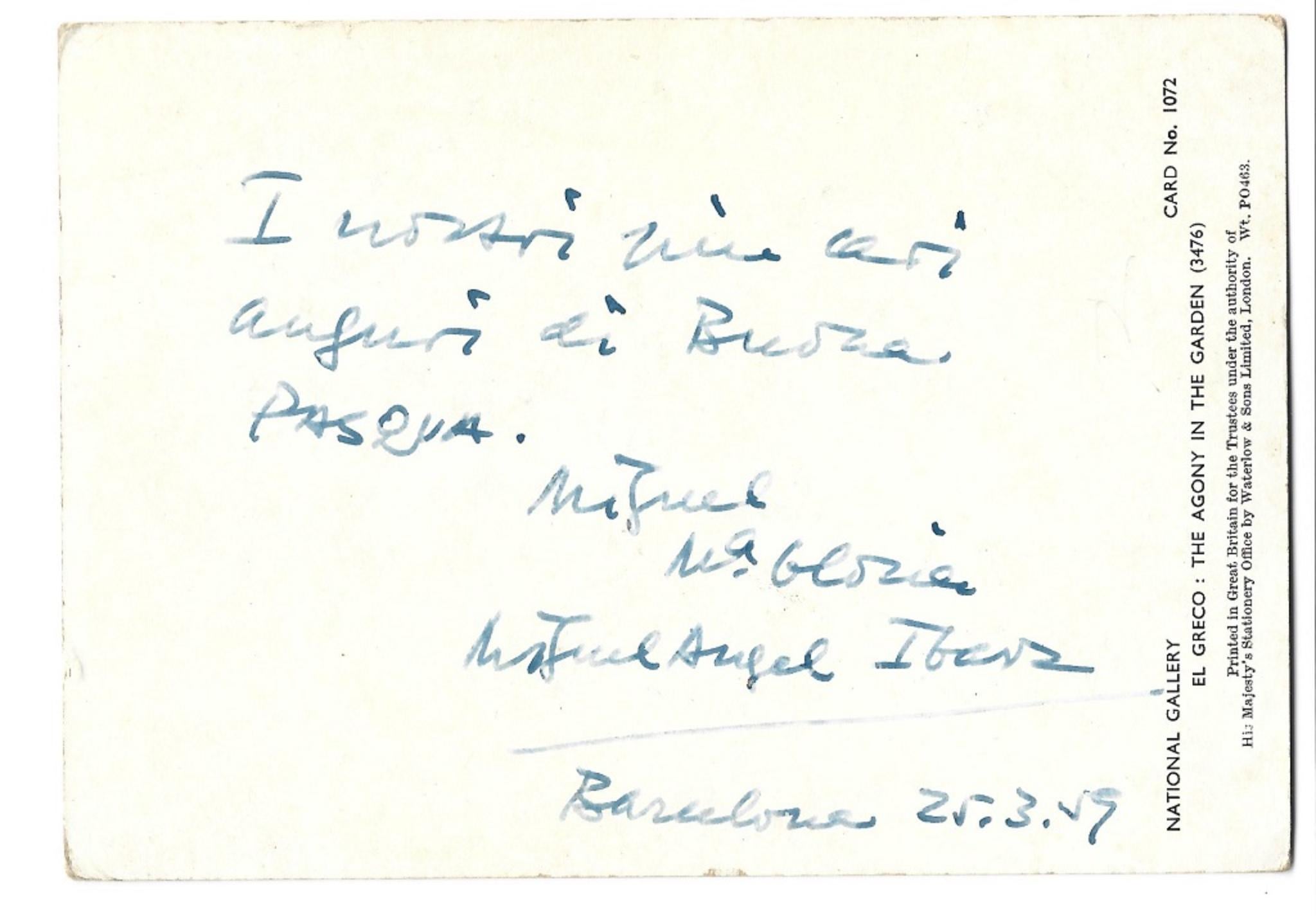 Autographische Happy Easter-Karte von Miguel Angel Ibartz - 1959 im Angebot 1