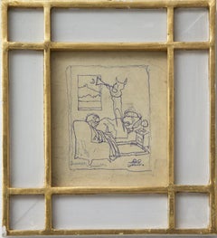 The Dream - Original Pen Drawing by Mino Maccari - 1950s
