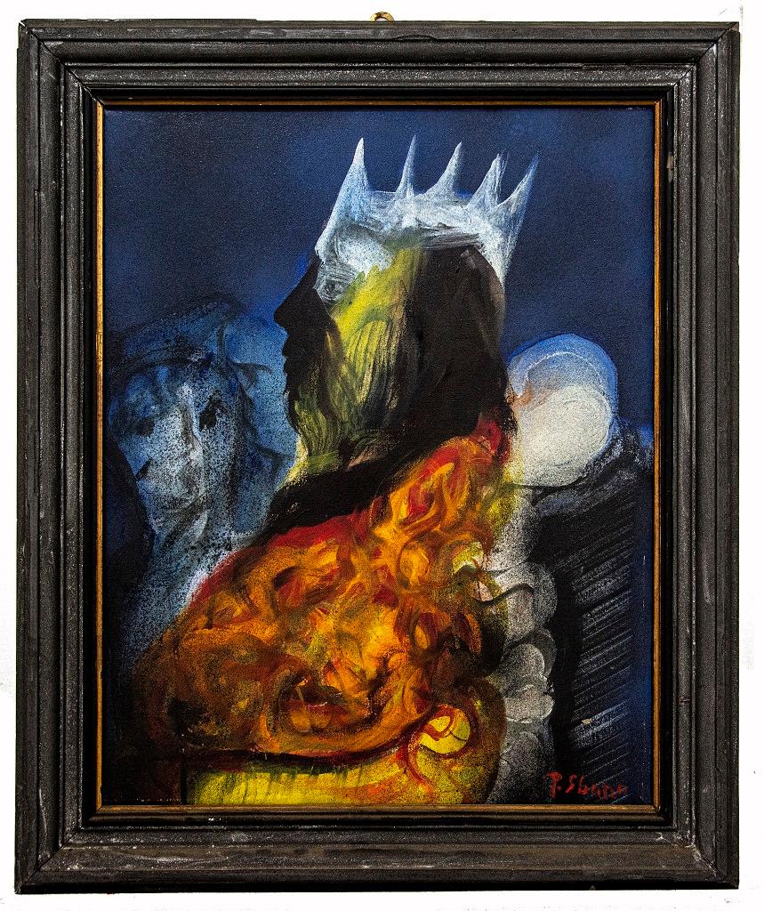 The King is an original artwork realized int he 1980s by Piero Sbano.

Oil painting on canvas.

The artwork is hand signed on the lower right margin.

Includes frame: 61.2 x 5x 51 cm

The state of preservation of the artwork is good. 

Piero Sbano