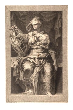 Figure féminine - eau-forte originale sur papier de Domenico Cunego - 1777