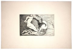 Women and Horses - Original Etching on Paper by Alfredo Brasioli - 1970s