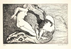 Women and Horses - Original Etching on Paper by Alfredo Brasioli - 1970s