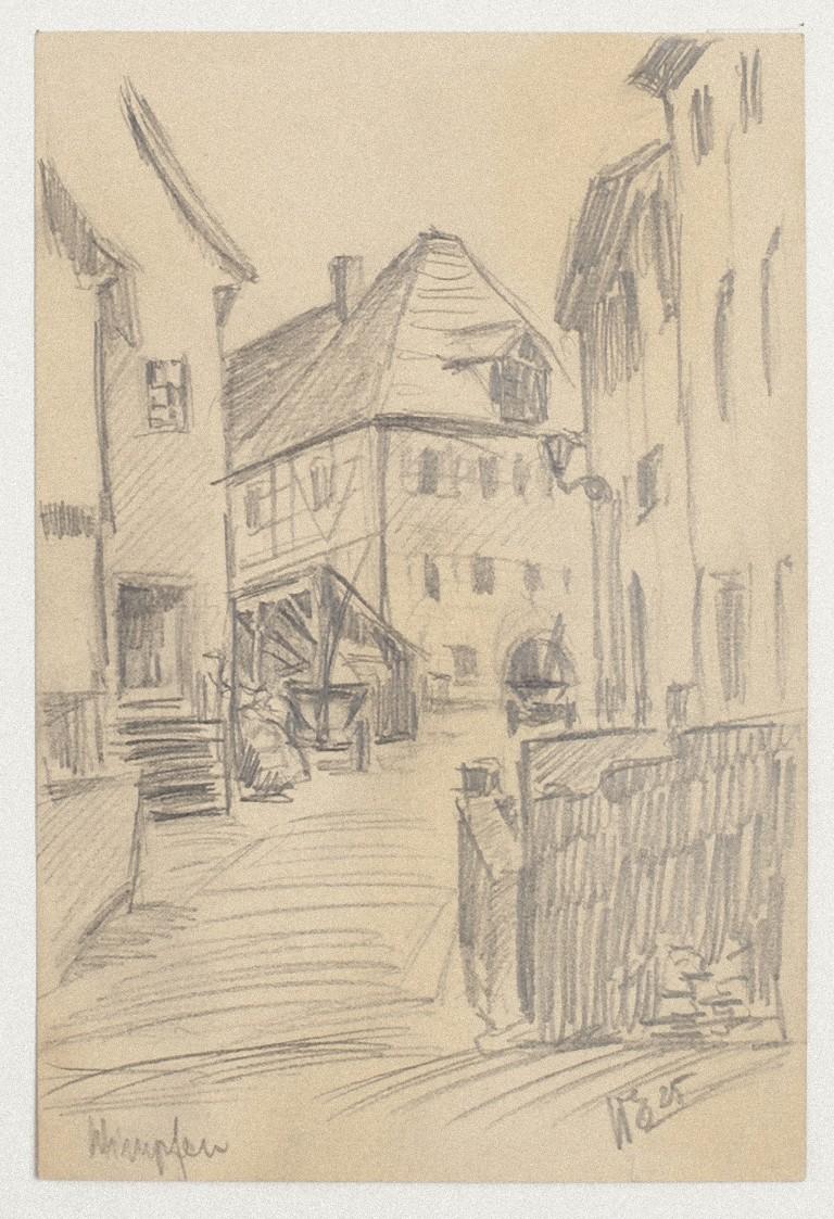 Village is an original drawing in pencil on paper realized in 1925 by Werner Epstein.

Hand-signed and dated on the lower right in pencil.

The state of preservation is very good.

Applied on a white Passepartout: 40 x 30 cm.

The artwork represents