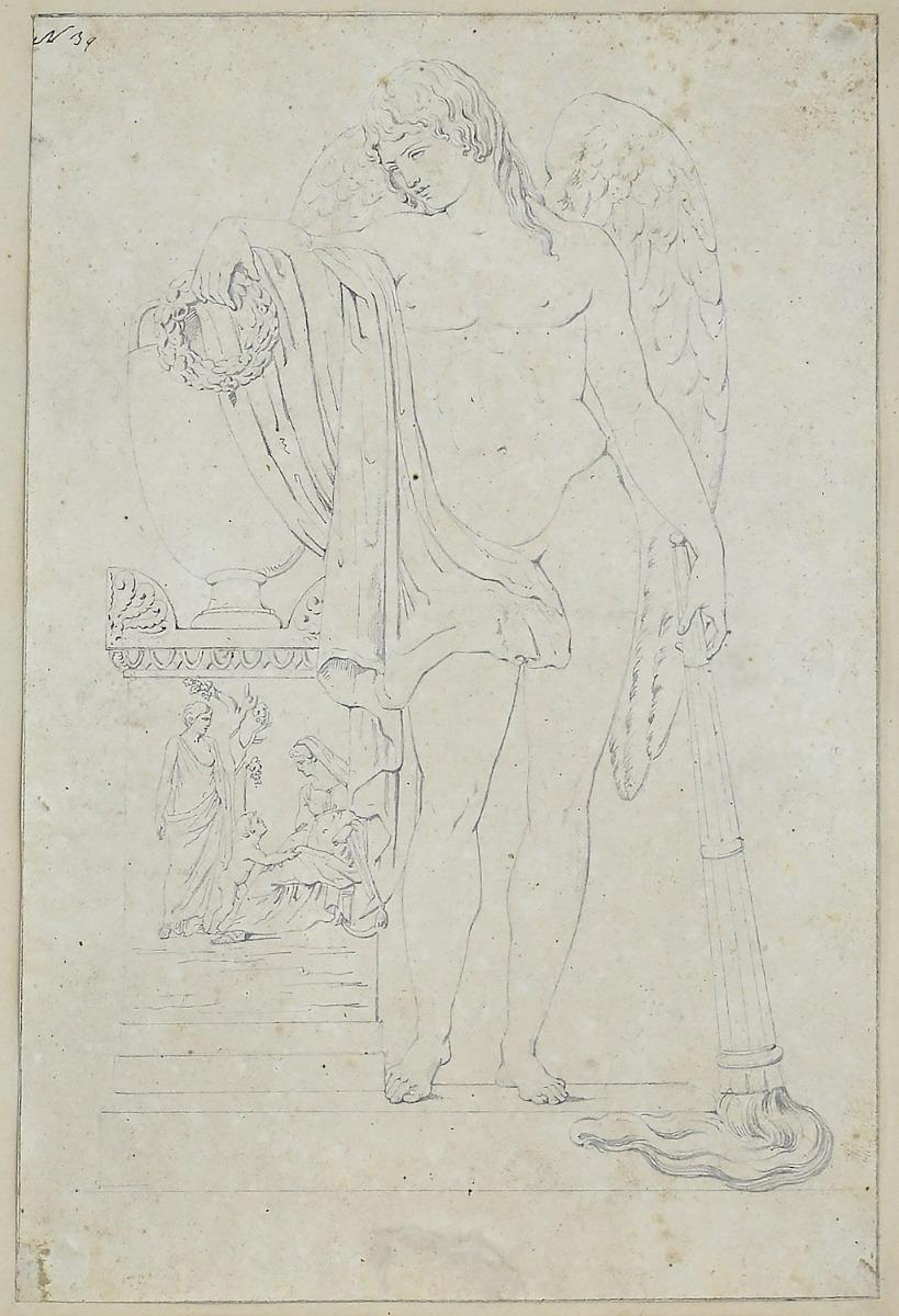 Study for Statue - Pencil Drawing by Giovanni Fontana - Early 17th Century