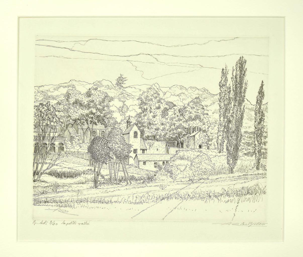 Figurative Print de André Roland Brudieux - Paisaje - Grabado original de Andre Roland Brudieux - Años 70