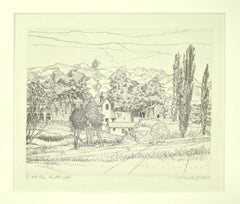 Landscape - Original Etching by Andre Roland Brudieux - 1970s