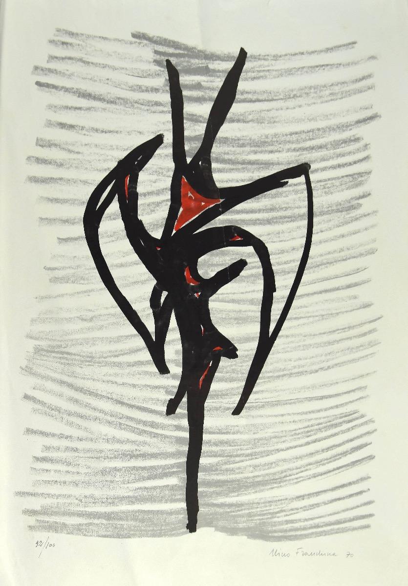 Study for a Totem est une œuvre d'art originale réalisée par Nino Franchina en 1970.

Sérigraphie colorée sur papier. 

Signé à la main et daté au crayon en bas à droite. Numéroté en bas à gauche. Edition 92/100.

Bonnes conditions.

L'œuvre montre