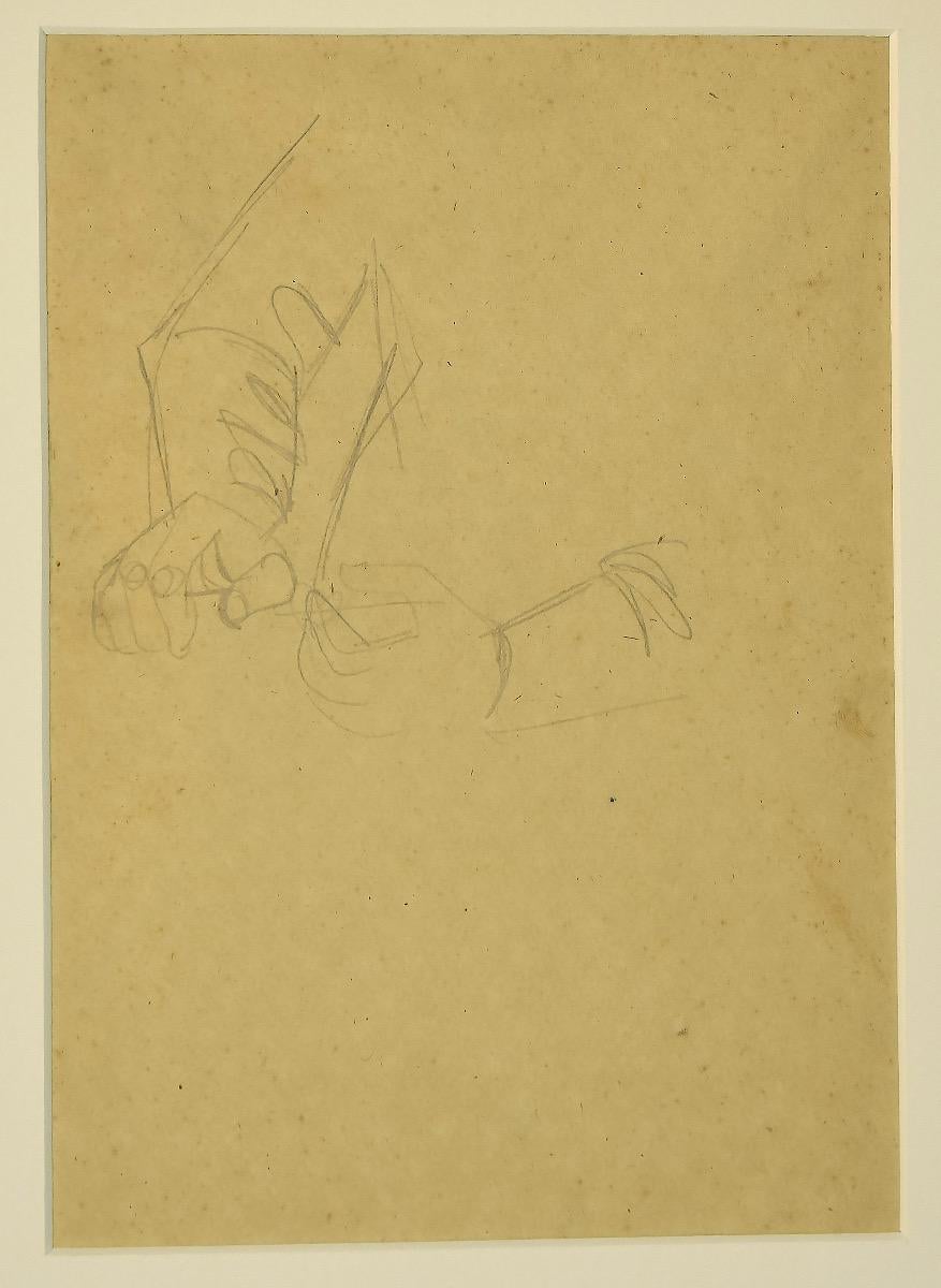 Unknown Figurative Art - The Gesture - Original Pencil Drawing - 1940s