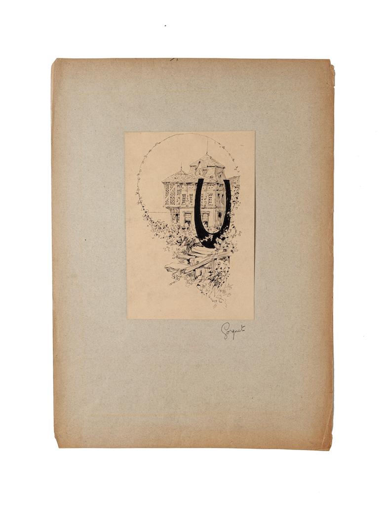 Figurative Art de Auguste François-Marie Gorguet - La casa del artista - Tinta china sobre papel por A. F-M Gorguet - Principios de 1900
