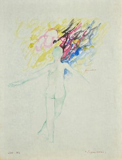 L'équilibre - Aquarelle originale de Danilo Bergamo - 1964