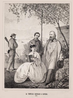 Garibaldi et sa famille à Caprera - Lithographie de Francesco Casanova - 1864