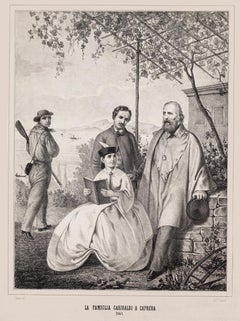 Garibaldi e la sua famiglia a Caprera - Litografia di Francesco Casanova - 1864
