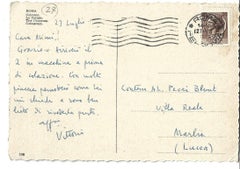 Autographische Greeting-Postcard, signiert von Vittorio Rieti - 1954
