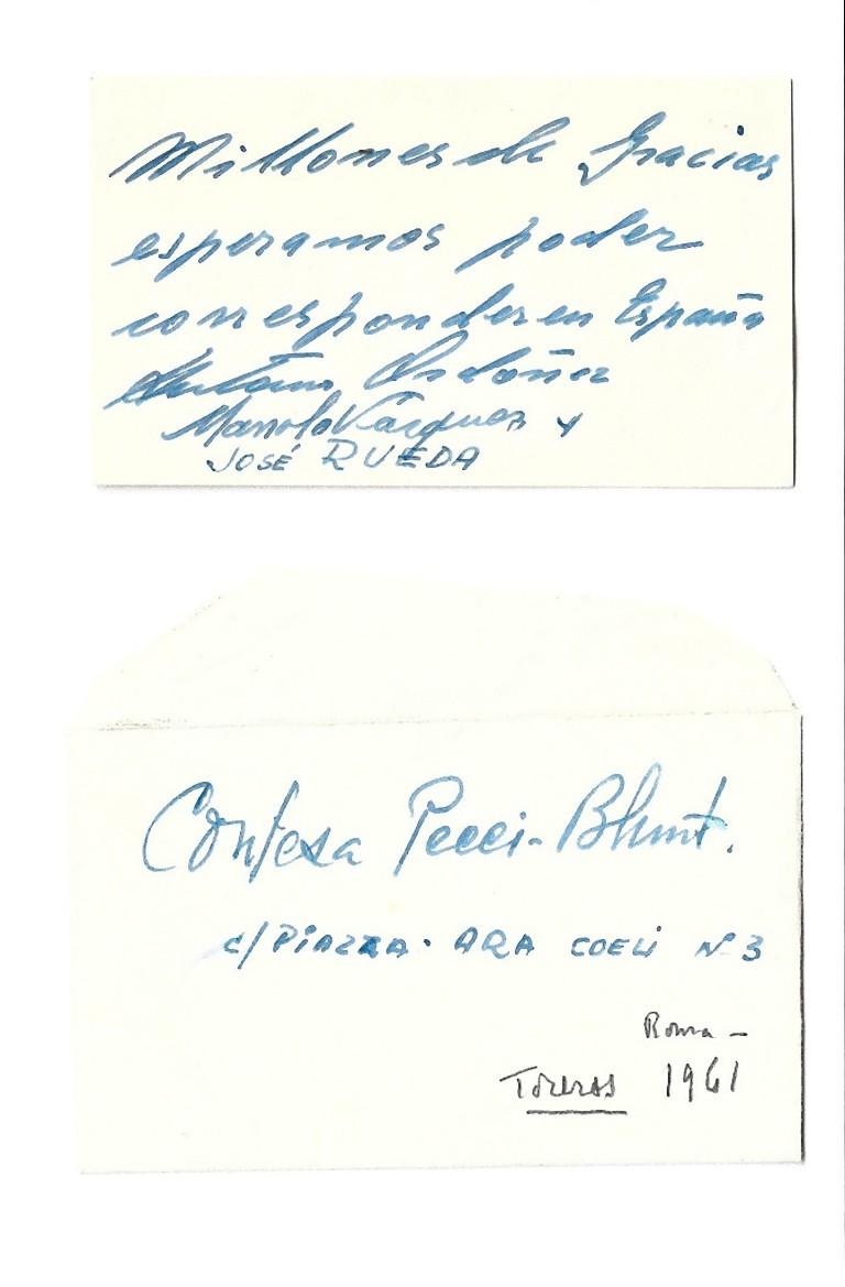 Autographs by Antonio Ordoñez, Manolo Vazquez and Juan José Rueda - 1961 - Art by Unknown