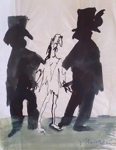 Vintage The Prisoner - Original Ink and Watercolor by Mino Maccari - 1965