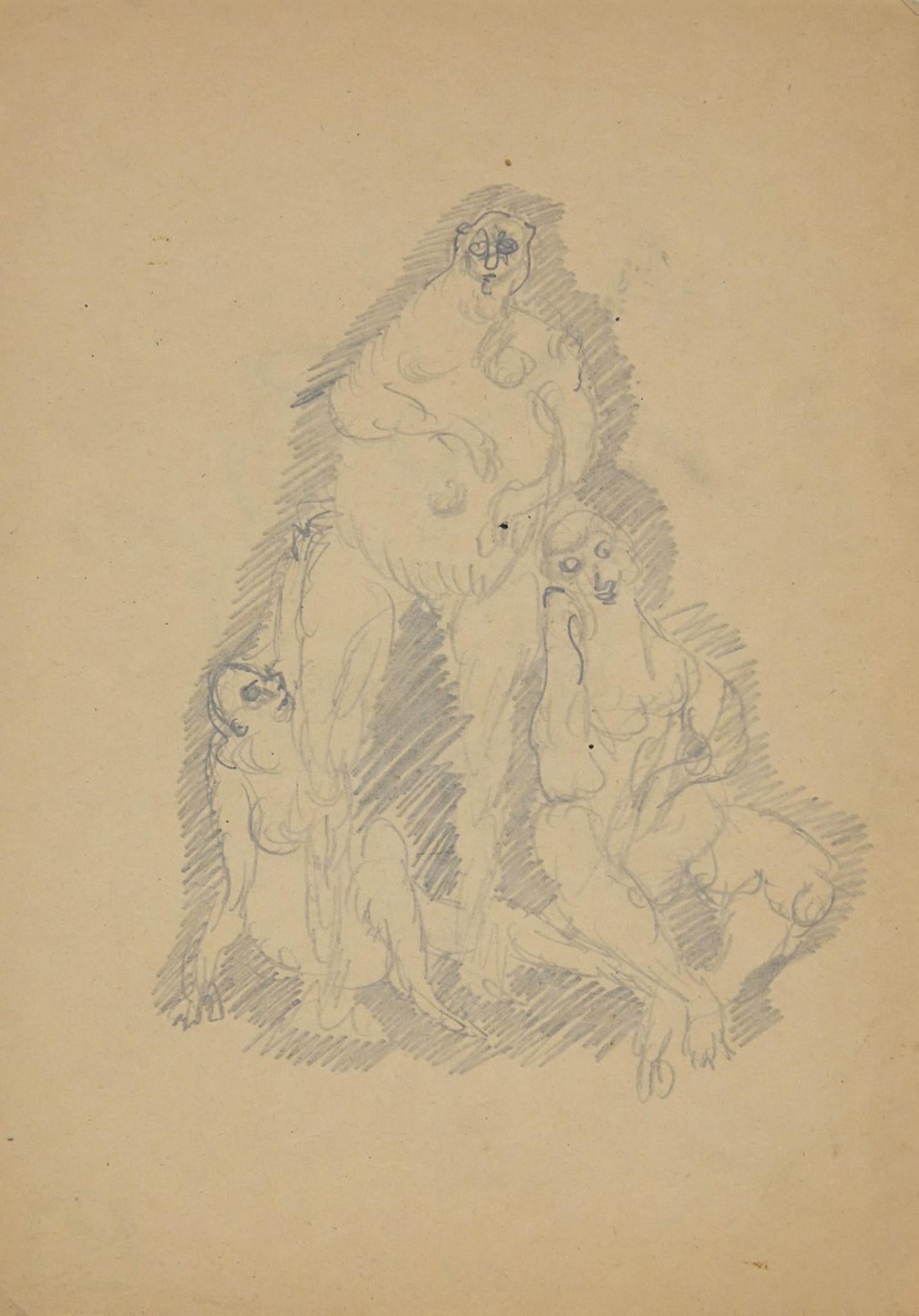 Herta Hausmann Nude - Figures - Original Pencil by Herna Hausmann - 1940 ca