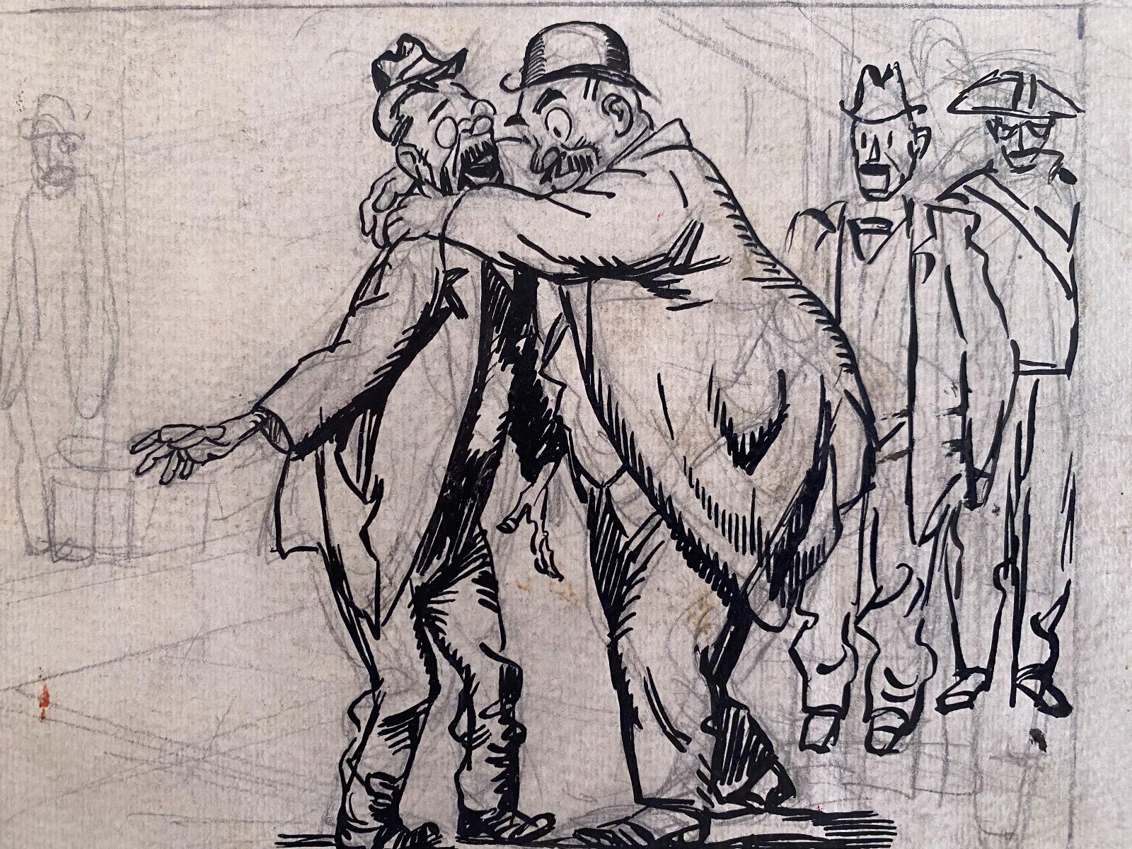 L'ivrogne est un dessin original réalisé à l'encre de chine sur papier crème  par Gabriele Galantara (1865-1937) au début du XXe siècle.

En bonnes conditions.

Il s'agit d'un dessin original représentant différentes figures d'hommes.

Gabriele