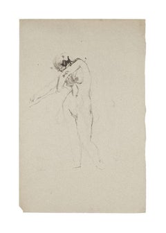 Nude – Original China-Tinte und Aquarell auf Papier – Mitte des 20. Jahrhunderts