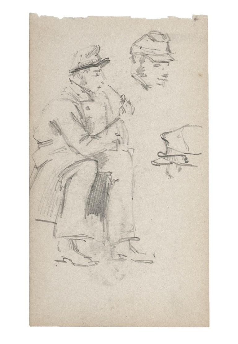 Unknown Figurative Art - Soldier - Original Pencil on Paper - 19th Century