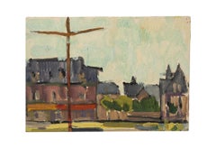 Country Houses - Original Oil on Cardboard - Mid-20th Century