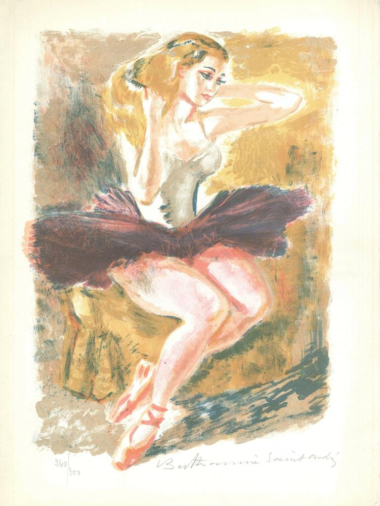 Louis Berthomme Saint-Andre Figurative Art - Dancer Combing Hair - Lithograph by L. B. Saint-André - Early 20th Century