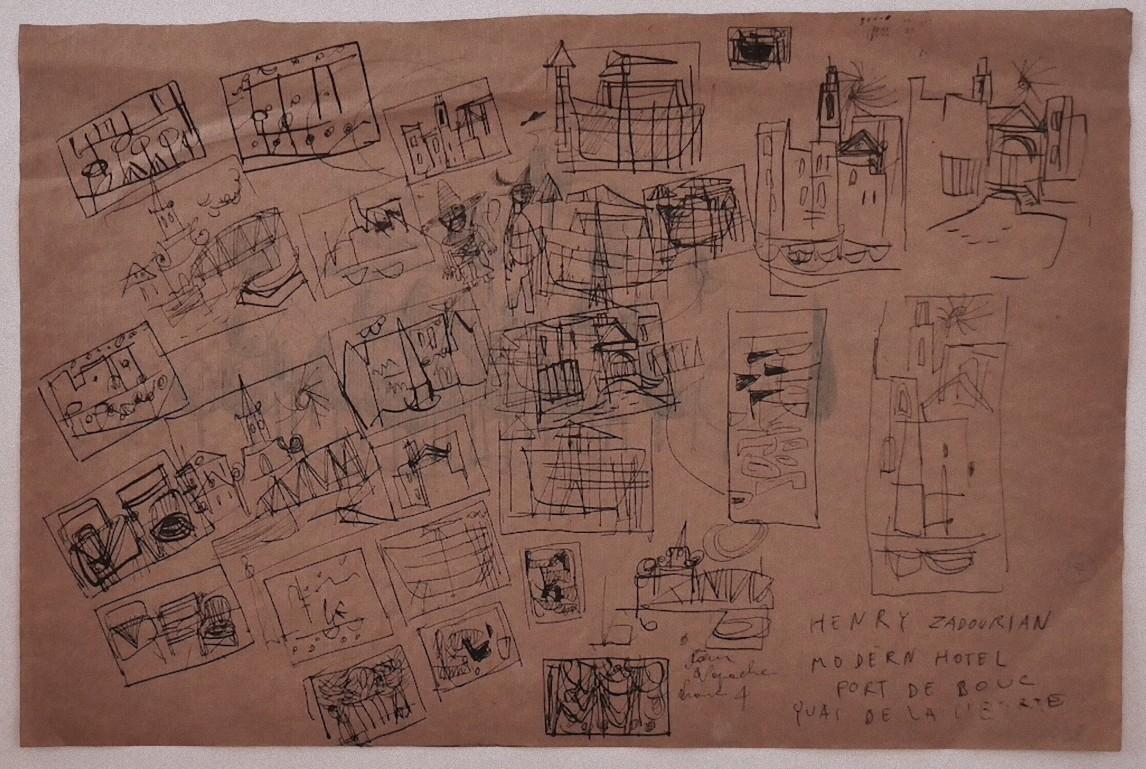 Landscape - Original China Ink signed "Henry Zadourian" - 20th Century