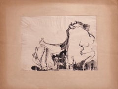 Desnudo femenino - Dibujo original a rotulador negro de Herta Hausmann - MId-Siglo XX