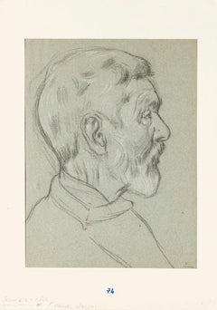 Portrait - Crayon original sur papier de Charles Walch - Début du 20ème siècle