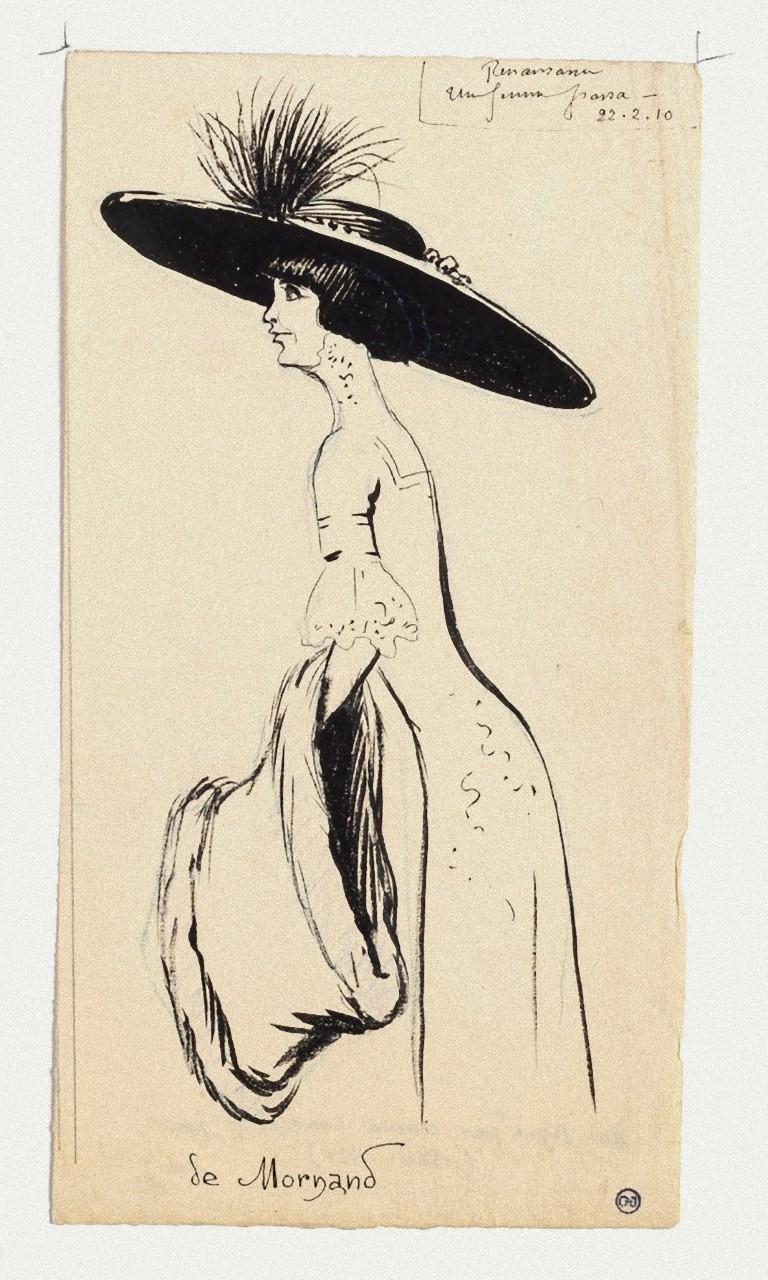 Portrait de Mme De Mornand - Encre sur papier de Maurice Lourdey - 1910