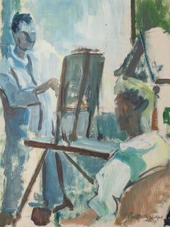 Self Portrait - Original Tempera and Oil on Paper by Max Wulfart - 1944