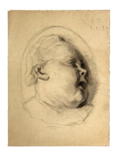 Portrait - Original Pencil on Paper by Elizabeth de Noailles - Early20th Century