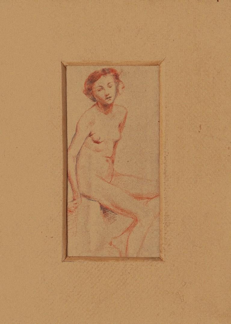 Nude - Original Pencil and Pastel on Paper by Aurelio Mistruzzi - 1920 ca.