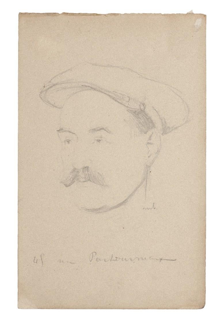 Portrait - Crayon original sur papier de Bernard Milleret - Début du 20ème siècle