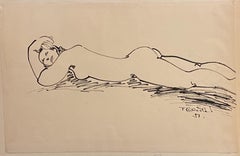 Nude Lying Down  - Original Ink Drawing by Tibor Gertler - 1951