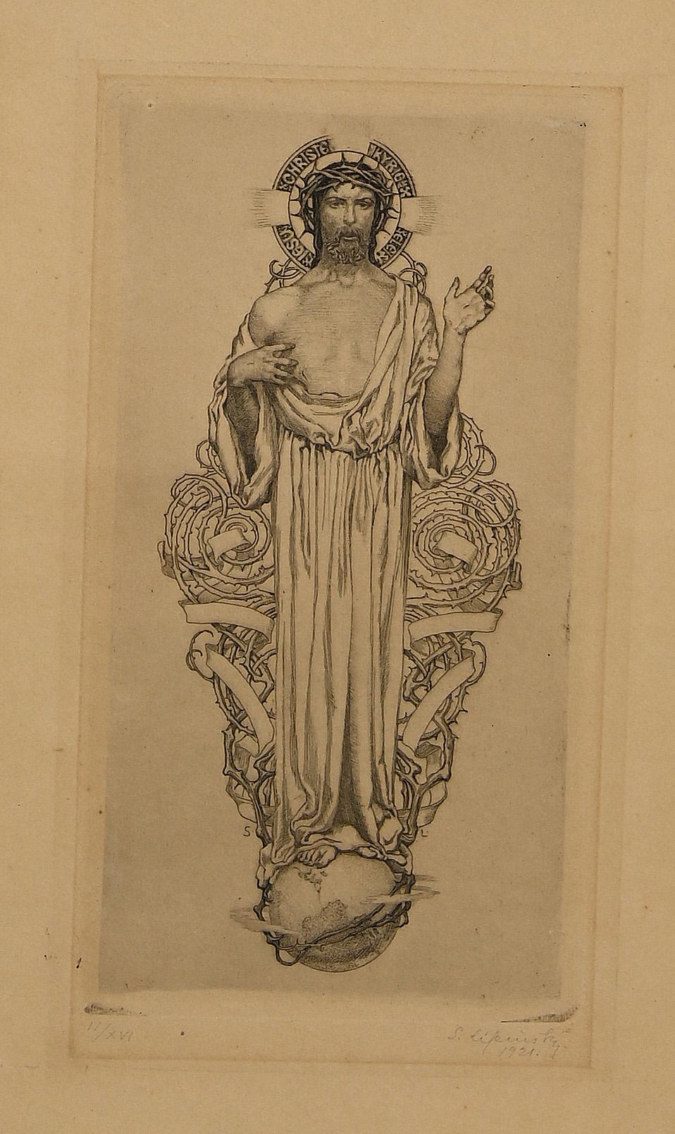 Sigmund Lipinsky Figurative Print - Jesus Christ - Original Etching and Drypoint by S. Lipinsky - 1921