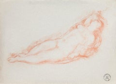 Nude - Original pastellfarbene Zeichnung auf Papier von Simon Goldberg - 1950er Jahre