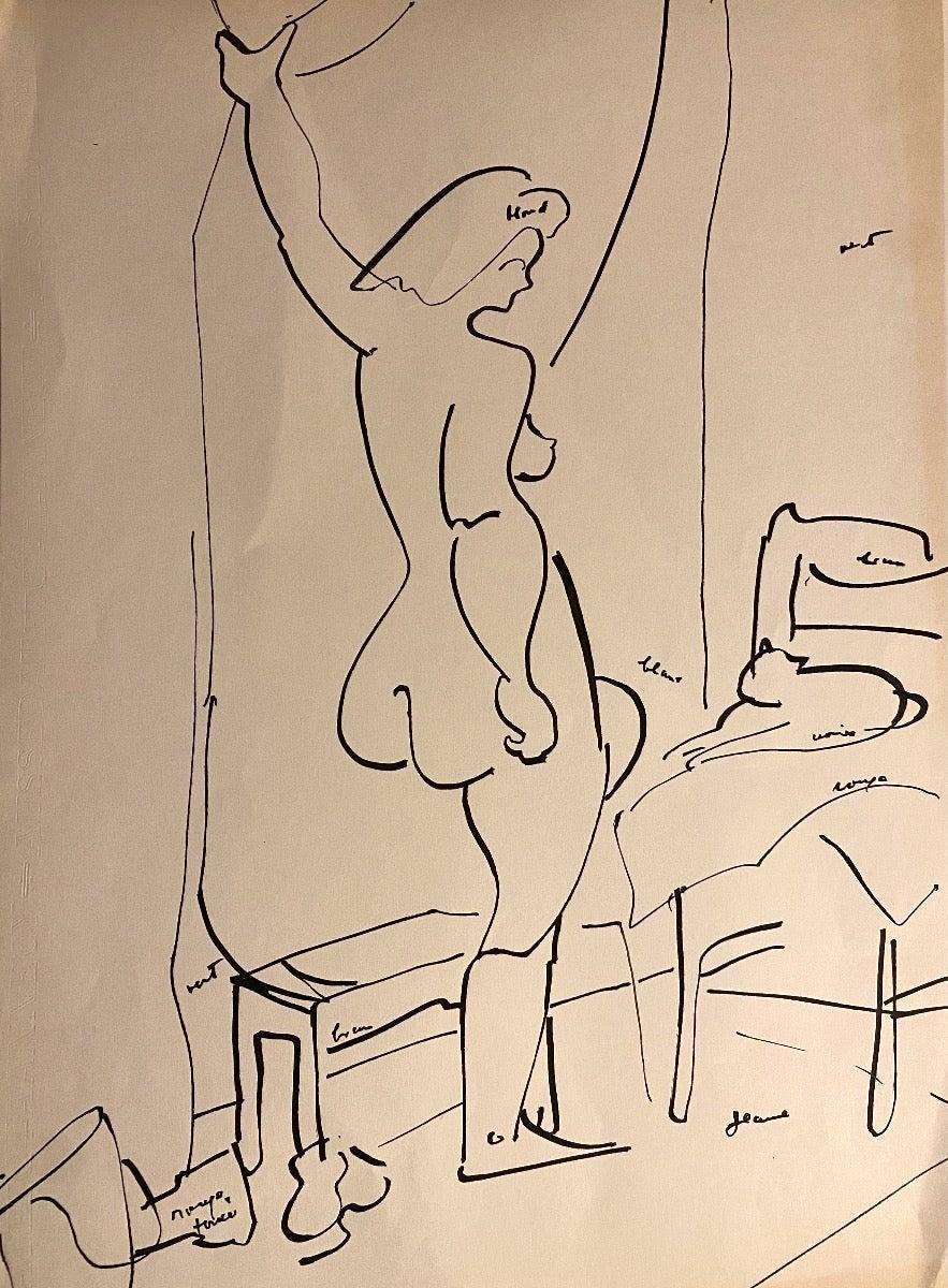 Internal Nude is an original china ink drawing on ivory paper, realized by Tibor Gertler, in 1950s.

In good conditions.

This artwork represents a figure of a nude woman.

Not signed.