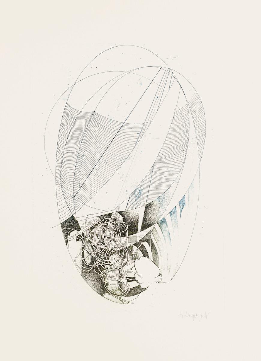 Composition is an original contemporary etching artwork o realized by Romano Campagnoli.

Hand-signed on the lower right in pencil.

Numbered on the lower left, edition of 12/100 prints.

Good conditions.

This artwork is a precious composition in